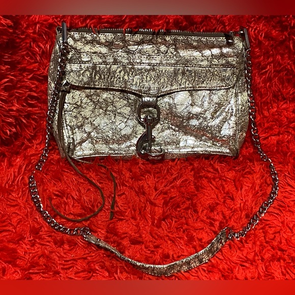 Gorgeous Rebecca Minkoff shoulder bag/purse,marbled shiny platinum gold pattern - Picture 13 of 13